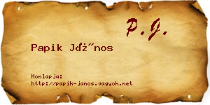 Papik János névjegykártya